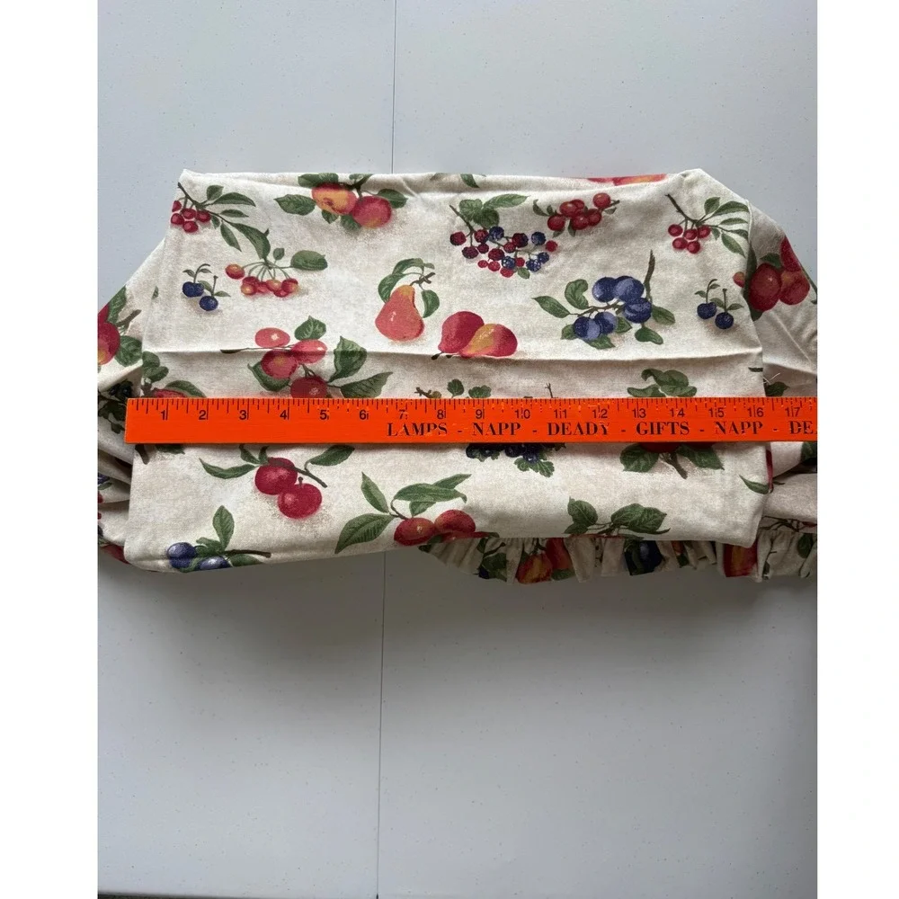 Longaberger Large Gathering Basket Fabric Liner Fruit Medley 16x10x11.5 Ruffled